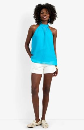 Trina Turk Kissimmee Georgette Top in Coastal Cyan at Nordstrom, Size Xx-Large
