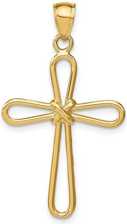 Diamond2Deal 14k Yellow Gold Polished Rounded Cross -X- Center Pendant