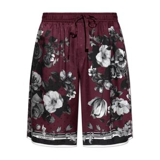 Dolce & Gabbana Casual Shorts, male, Red, Size: XL Silk Floral-Patterned Shorts