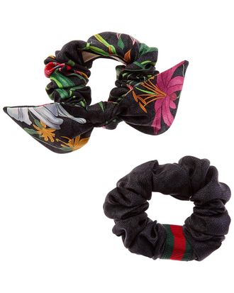 Gucci Set Of 2 Gucci Gg Logo Silk Scrunchie