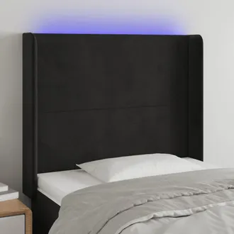 vidaXL Cabecero Con Led De Terciopelo Negro 83x16x118/128 Cm Vidaxl