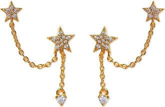 Girls Crew Stellar Connection Double Piercing Drop Earrings in Gold at Nordstrom