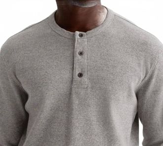 AG - Adriano Goldschmied Bryce Long Sleeve Henley Top In Heather Grey