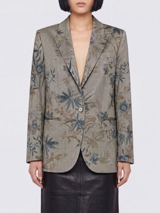 Forte_Forte Blazer corto monopetto in viscosa con stampa floreale e rever a lancia