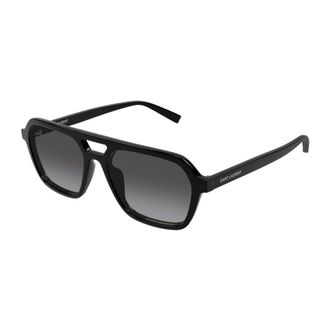 Saint Laurent Zonnebril - Heren - Accessoires - Zwart - Maat: 57 MM Nylon
