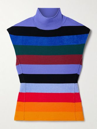 Christopher John Rogers Canotta A Collo Alto In Misto Lana A Righe - Multicolore