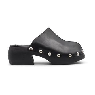 Coral Blue Houten Clog met Noppen - Dames - Muiltjes - Zwart - 40 EU - Leer - Schoenen