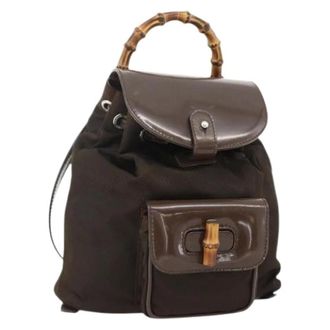 Gucci Pre-owned Backpacks, female, Brown, Size: ONE SIZE Pre-owned Vintage Nylon Backpack