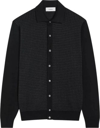 Lardini Gebreid vest met overhemdkraag - Heren - Vesten - Zwart - S - Wol - Truien & Vesten