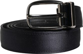 Dolce & Gabbana Men Black Classic Viscose Metal Buckle Belt Silk Calf
