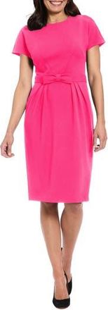 London Times Short Sleeve Bow Waist Sheath Dress in Lilac Rose at Nordstrom Rack, Size 12P