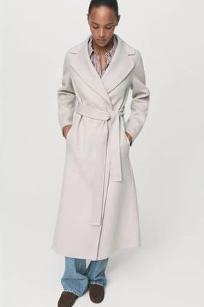 Mango wollen trenchcoat taupe