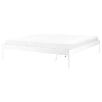 Beliani Cama Con Somier De Metal Blanco 180 X 200 Cm Listones Industrial Vaurs