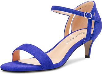 Castamere Women Mid Heel Open Toe Ankle Strap Sandals Wedding Prom 5 CM Heels Royal Blue 7 UK