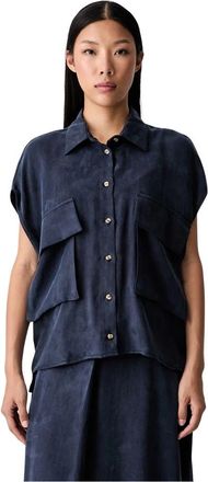 Vicolo Lyocell Shirt - Dames - Overhemden - Blauw - S - Overhemden