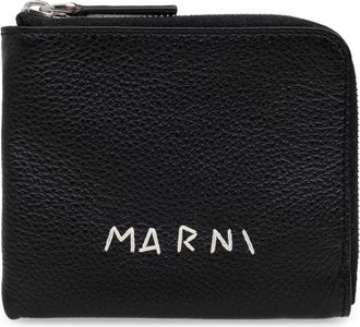 Marni Logo Portemonnee - Heren - Portefeuilles - Zwart - ONE Size - Leer - Accessoires