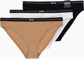 HUGO BOSS Womens 3-Pack Power Logo Briefs, Black/White/Pink - Brown - Size: 10