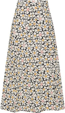 Rosetta Getty floral-print pleat-detail maxi skirt - women - Elastane/Organic Cotton - M - Neutrals