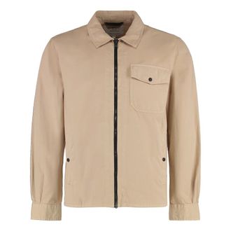 Woolrich Light Jackets, male, Beige, Size: S Cotton Overshirt with Pockets