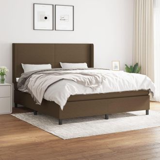 vidaXL Vidaxl - Cama Box Spring Con Colch&oacute;n Tela Marr&oacute;n Oscuro 160x200 Cm