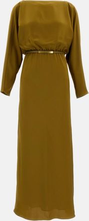 Max Mara Khaki Satin Long Dress