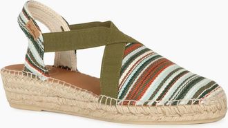 Toni Pons Womens Vinaros Womens Low Wedge Sandals - Khaki Stripe - Size: 7