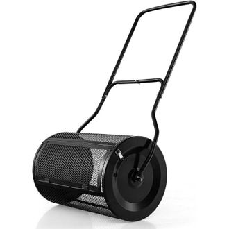 Costway Costway - Esparcidor De Compost De 60,5 Cm, Esparcidor De Turba Con Mango En Forma De U Mejorado, Cierres Laterales, Rodillo De Malla De Metal Resiste