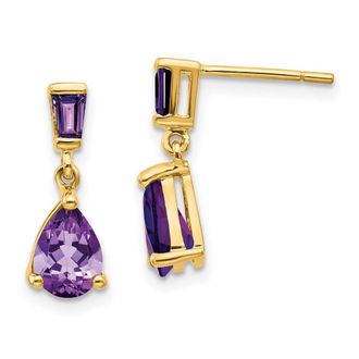 Diamond2Deal 14k Yellow Gold Amethyst Dangle Earrings