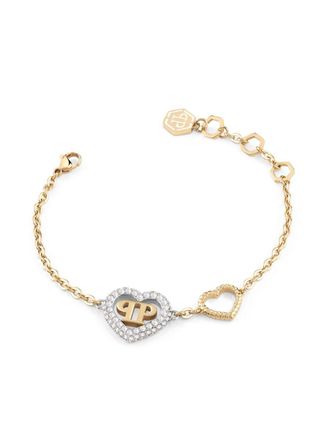 Philipp Plein rocked hearts bracelet - women - stainless steel/glass - One Size - Gold