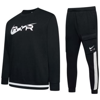 Nike Mens Air Tracksuit Set Black/White Cotton - Size X-Large