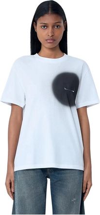 Maison Margiela Logo Motief T-shirt - Dames - T-shirts - Wit - XS - Katoen - Tops