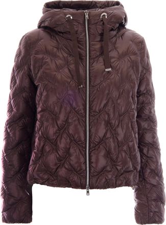 Herno Dark Brown Wave Quilted Hooded Down Jacket