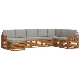 vidaXL Conjunto De Sof&aacute;s De Exterior 8 Pcs Gris Natural Y Claro Vidaxl