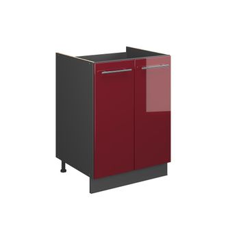 Vicco Mueble Bajo Para Fregadero Fame-line, Rojo Burdeos Alto Brillo/antracita, 60 Cm, Vicco