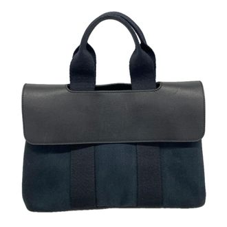Herm&egrave;s Black Toile Chevron Tote Bag (Pre-Owned)