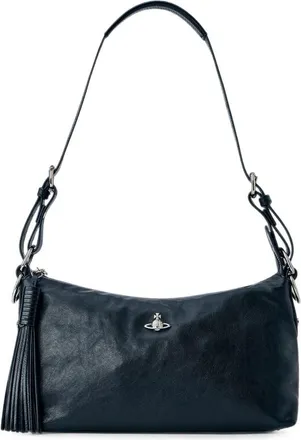 Vivienne Westwood Shoulder Bag In Smooth Leather With Tassel Detail. Adjustable Shoulder StrapTop Zip ClosureFront Logo Hardware