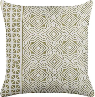 Beliani Coj&iacute;n De Algod&oacute;n Verde Claro Blanco 45 X 45 Cm Oriental Cremallera Larics