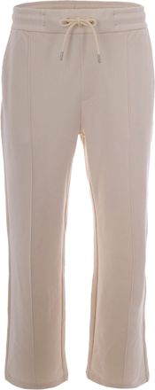 BOSS Open White Straight-Cut Pants with Adjustable Waistband and Central Crease