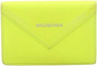 Balenciaga Pre-owned Wallets, female, Green, Size: ONE SIZE Pre-owned Papier Za Thin Card Leather Card Case