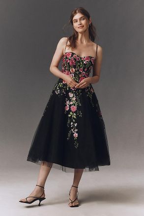 Mac Duggal Sleeveless Floral Fit & Flare Midi Dress