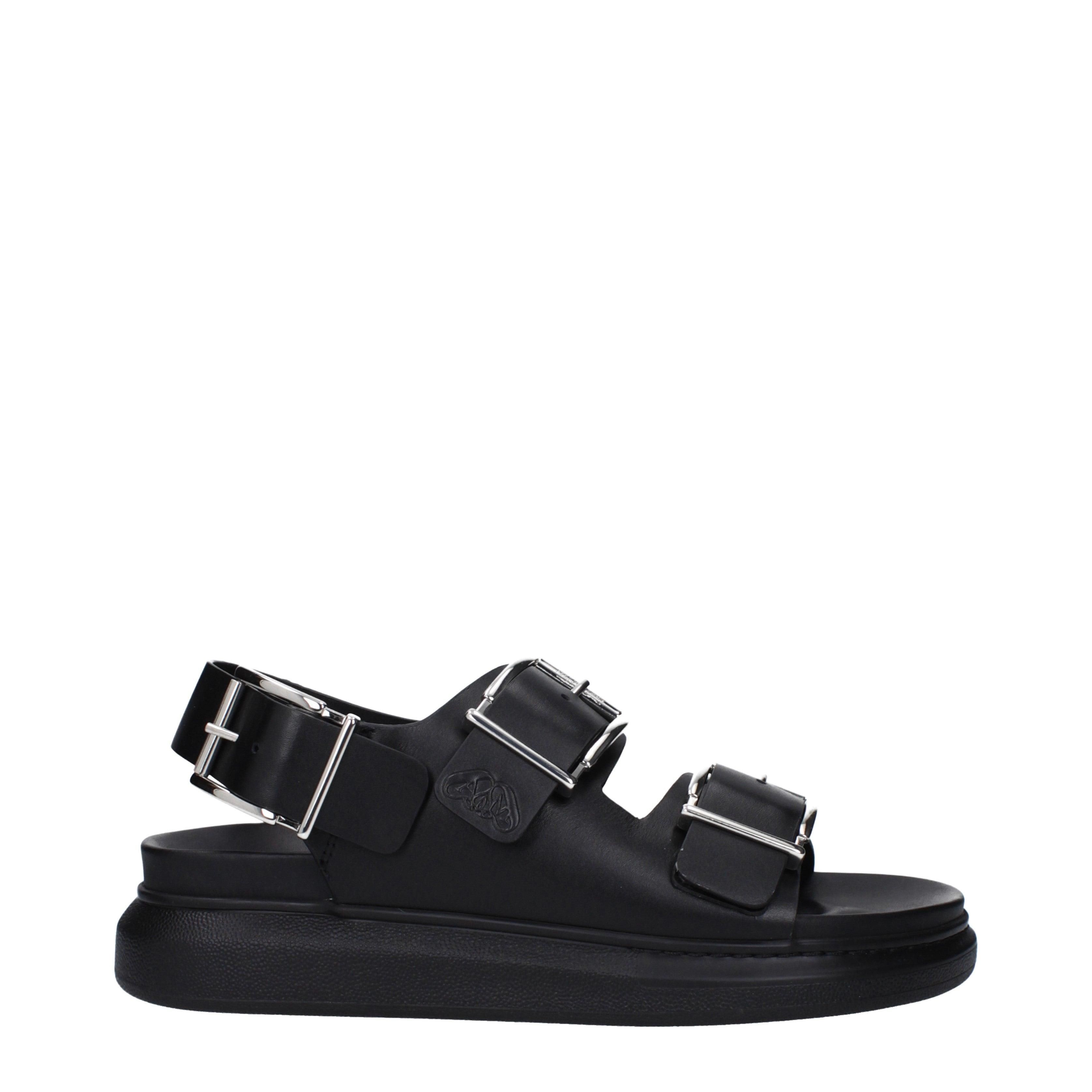 ALEXANDER LEATHER MCQUEEN SEAL SANDALS サンダル・ミュール FLAT
