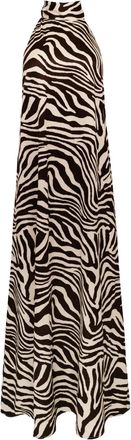 Azeeza Abito midi Meera con scollo allamericana e stampa zebrata - Nero