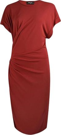 Dsquared2 Rode Jurk met Gedrapeerde Korte Mouwen - Dames - Casual kleedjes - Rood - M - Kleedjes