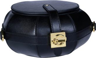 Coccinelle Oval-Shaped Leather Shoulder Bag With Gold Hardware