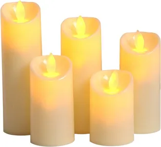 OEM Bougie Electrique - Flamme Anim&eacute;e - Rechargeable - Telecommande - Minuterie - Intensite Reglable - Ivoire - Lot De 5