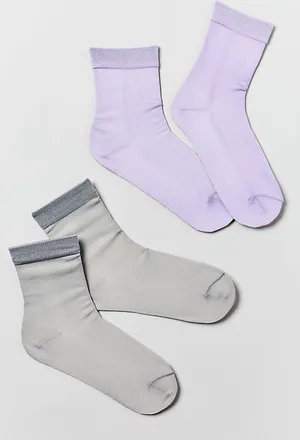 Maeve Opaque Lurex Socks, Set of 2