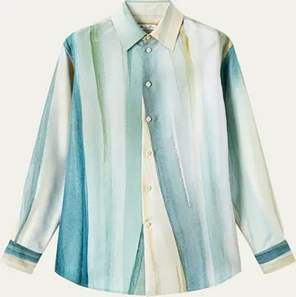 Loro Piana Thea Abstract-Print Silk Button-Down Shirt