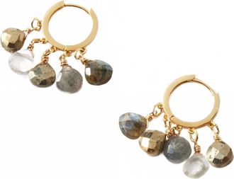Native Gem Womens Gemstone Huggie Earrings In Metallic