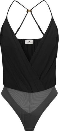 Elisabetta Franchi Bodysuit van viscose georgette stof - Dames - Bodies - Zwart - S - Tule - Tops
