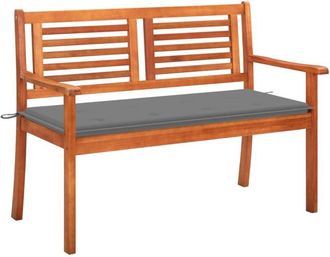 vidaXL Vidaxl - Banco De Jard&iacute;n 2 Plazas Madera Maciza Eucalipto Y Coj&iacute;n 120 Cm